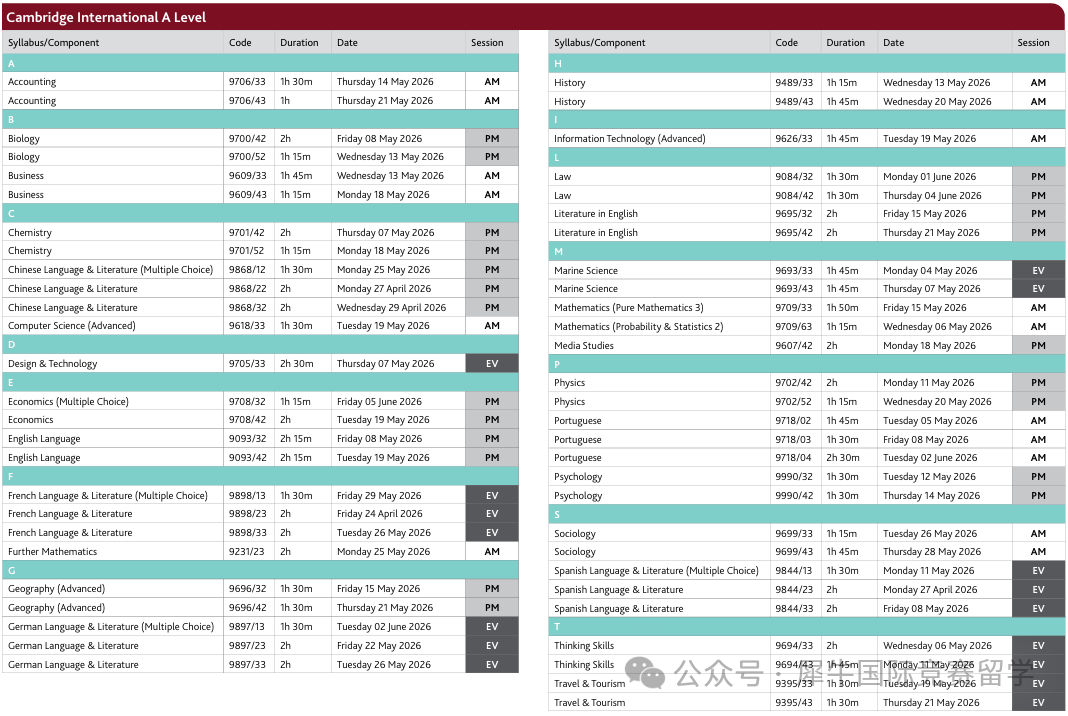 重磅!2026年ALevel夏考时间全线出炉,三大考试局集体提前! 重磅!2026年ALevel夏考时间全线出炉,三大考试局集体提前!